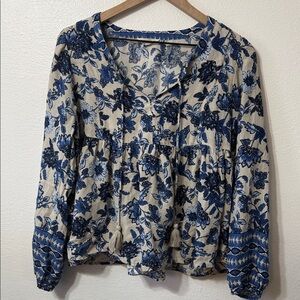 Lucky Brand Blue Floral Blouse
